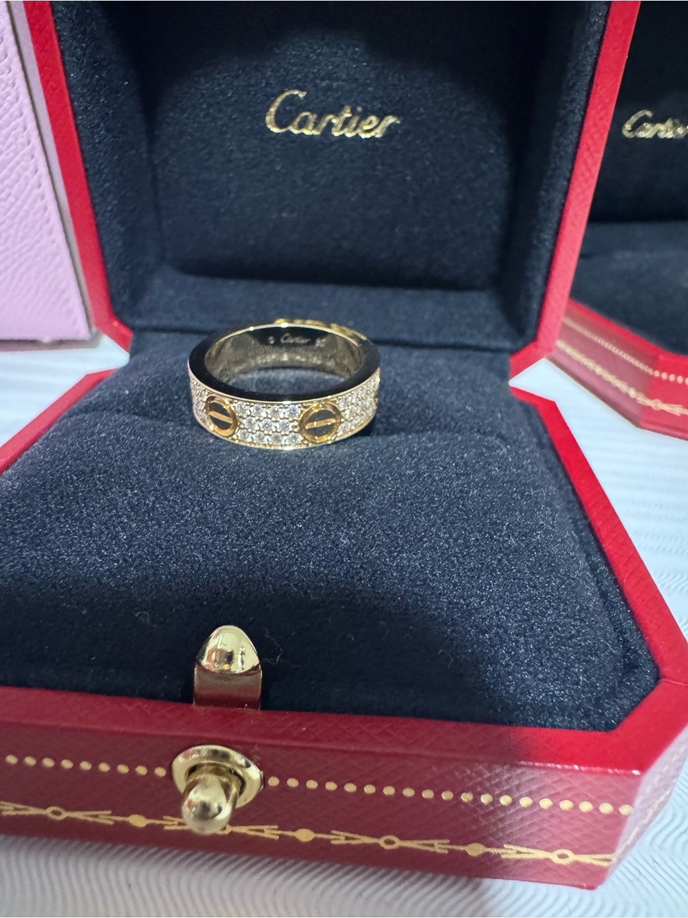Cartier Yellow Gold Paved Love Ring - Picture 4 of 5